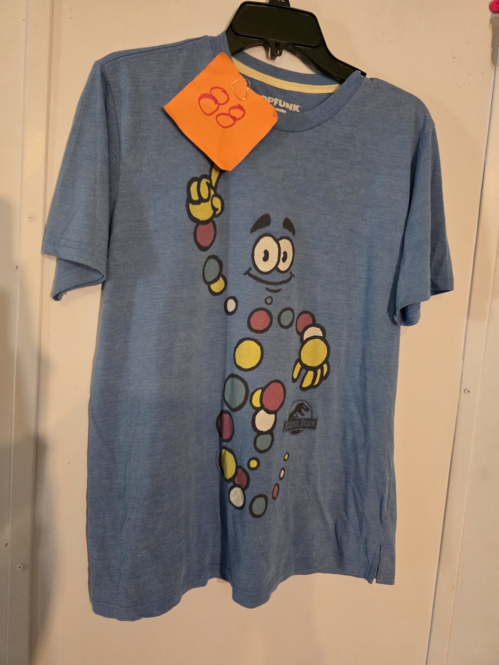 Blue Jurassic Park Dna Cartoon Shirt Size Large Popfunk